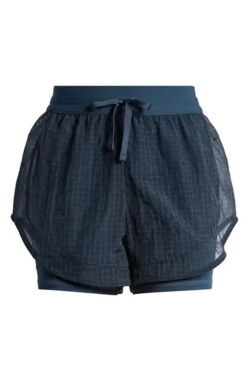 Nike Running Division Dri-FIT 2-in-1 Shorts Armory Navy Grid Pattern Size Medium